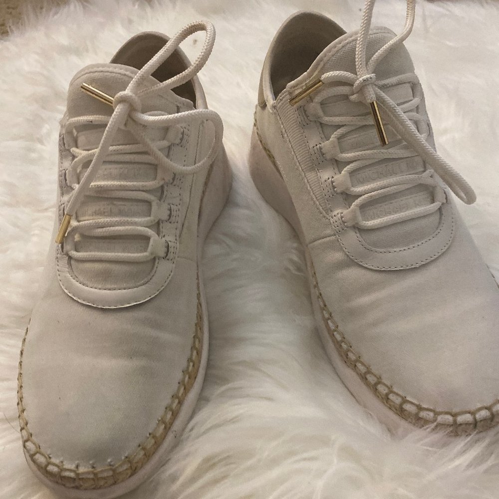 MICHAEL Michael Kors white and gold tennis shoes
